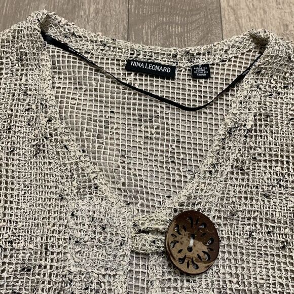 Womens Nina Leonard Fishnet Crochet‎ Mesh Beach Hippie Cardigan Open Sweater - Picture 6 of 6